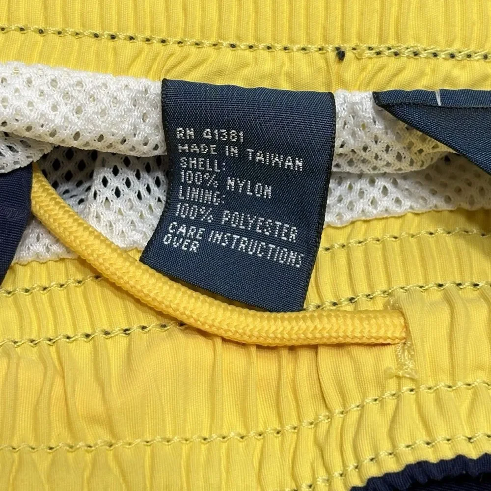 VTG 90s Polo Ralph Lauren Swim Trunks Navy Blue Yellow XXL Retro Mesh Shorts